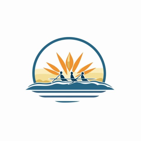 Rowing boat vector logo template. Canoeing and paddling icon.