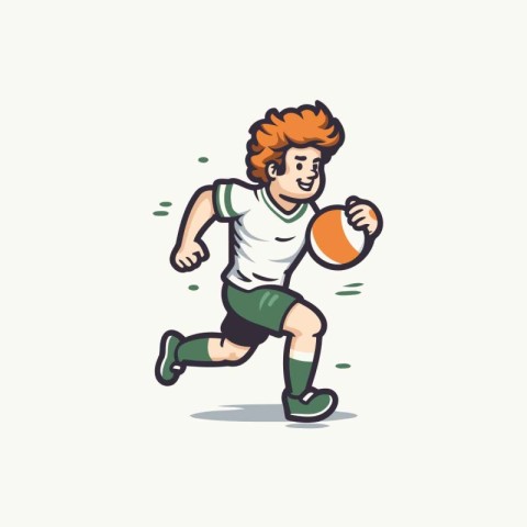 Illustration of a boy playing rugby on a white background. Vecto