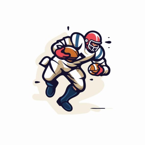 Rugby player running with ball in hand. vector illustration.