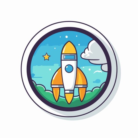 Space rocket. Vector illustration in a flat style on a white bac