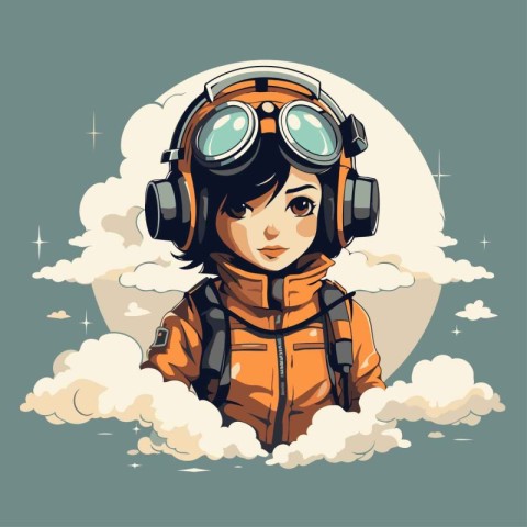 Vector illustration of a female astronaut with helmet and goggle