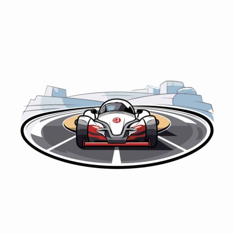 Racing car on the road. Vector illustration isolated on white ba