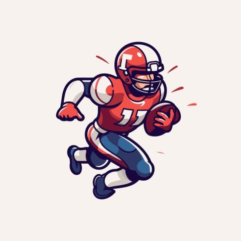 American football player running with ball. vector illustration