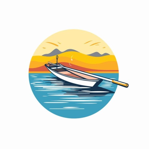 Boat on the sea. Vector illustration of a boat in the sea.