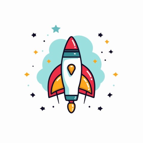 Rocket icon in flat style. Start up vector illustration on white