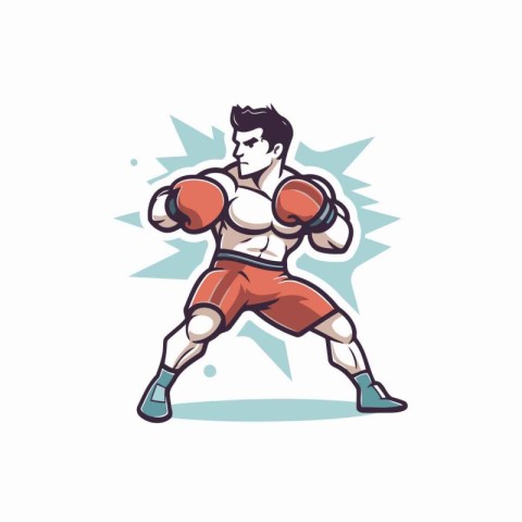 Boxing vector illustration. Cartoon boxer with boxing gloves on