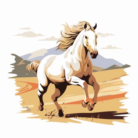 Horse running in the desert. Vector illustration of a horse.