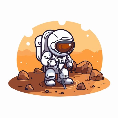 Astronaut in space. Vector illustration of a cartoon character.