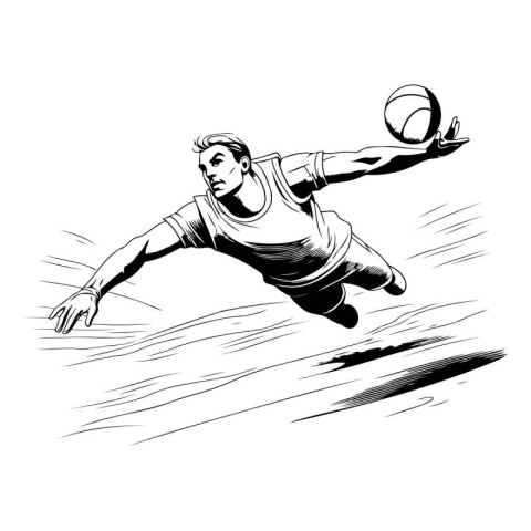 Vector illustration of a basketball player jumping with ball in