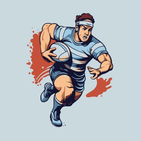 Rugby player running with ball. vector illustration graphic desi