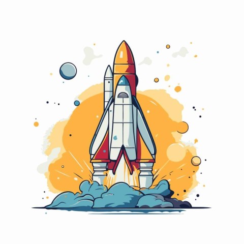 Space rocket on a white background. Vector illustration in flat