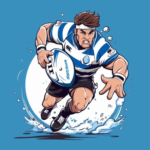 Rugby player in action. Vector illustration of rugby player.