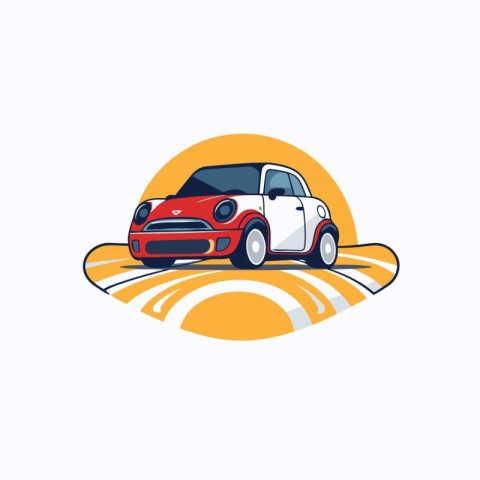 Car on the road. Vector illustration in flat design style. Isola