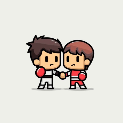 Boxing boy and girl cartoon vector illustration. Sport. competit