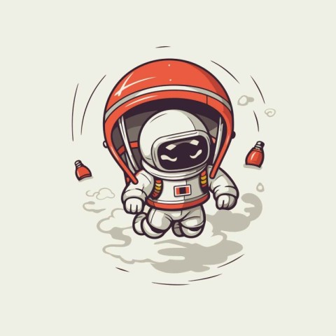 Astronaut with a bottle of medicine in his hand. Vector illustra