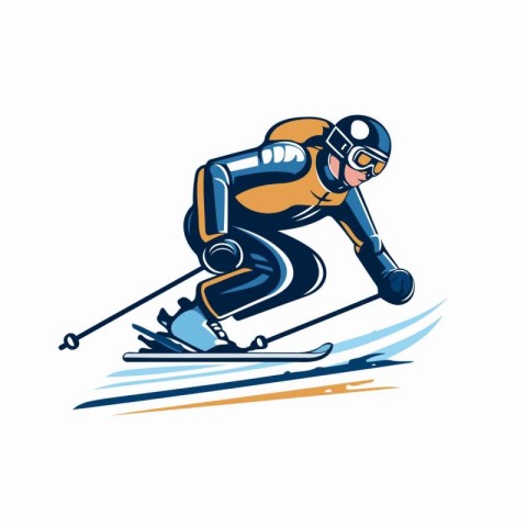 Skiing. Vector illustration on the theme of winter sports.