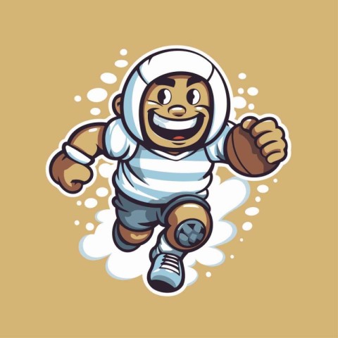 Vector illustration of a cartoon astronaut running with a kettle