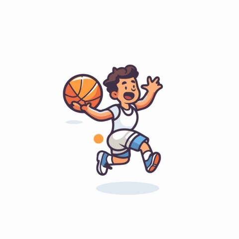 Basketball player running with ball. Vector illustration in cart