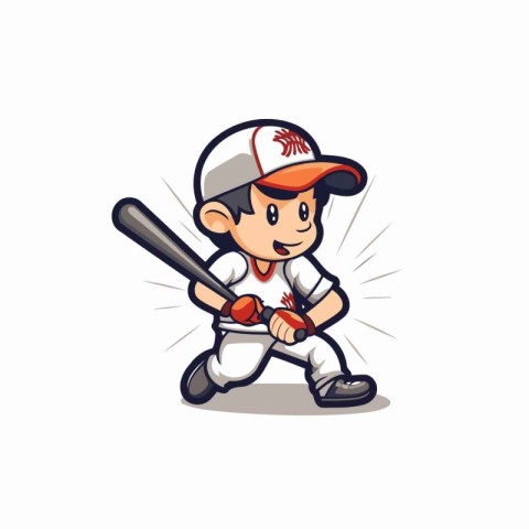 Baseball Player Cartoon Mascot Character Design Vector Illustrat