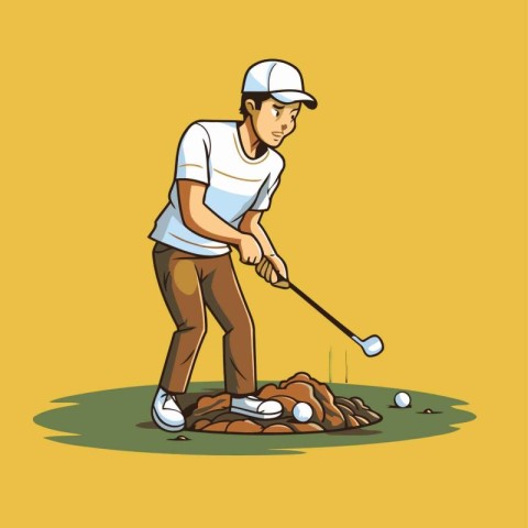 Golfer playing golf. Vector illustration of a golfer playing gol