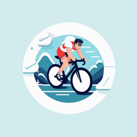 Cyclist riding a bicycle. Vector illustration in flat style.