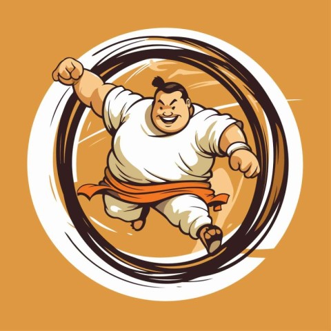 Sumo fighter with karate belt. Vector illustration of a sumo fig