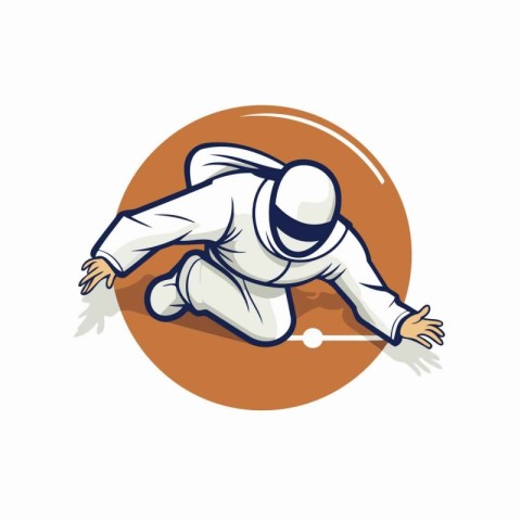 Illustration of a judo player running set inside circle done in