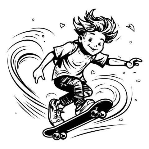 Boy riding a skateboard. Vector illustration ready for vinyl cut