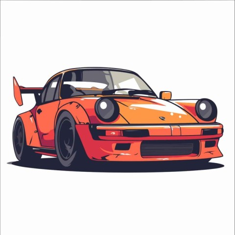 Retro sports car. Vector illustration isolated on a white backgr