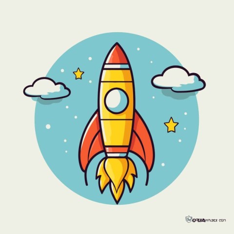 Rocket icon in flat style. Vector illustration for your design.