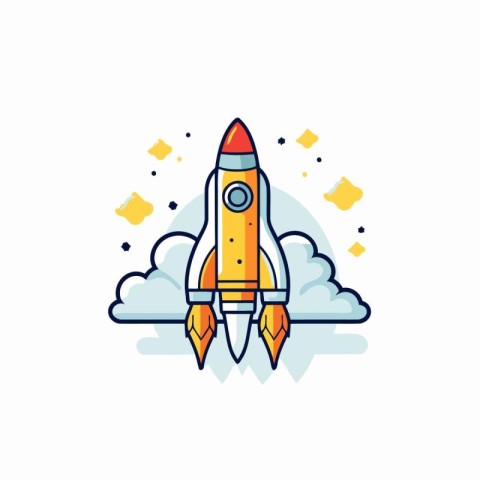 Rocket launch line icon. Modern vector illustration for web site