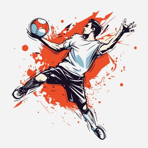 Soccer player with ball. Vector illustration of football player