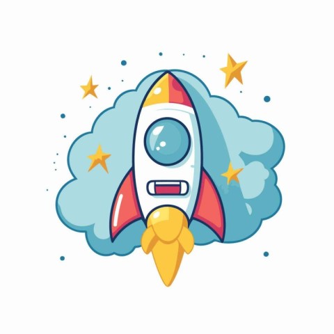 Rocket icon in flat style. Vector illustration on a white backgr