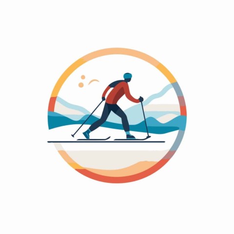 Skier vector logo design template. Skier icon vector illustratio