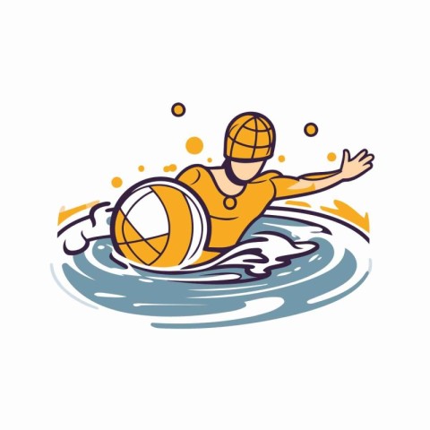 Basketball player on the water. Vector illustration on white bac