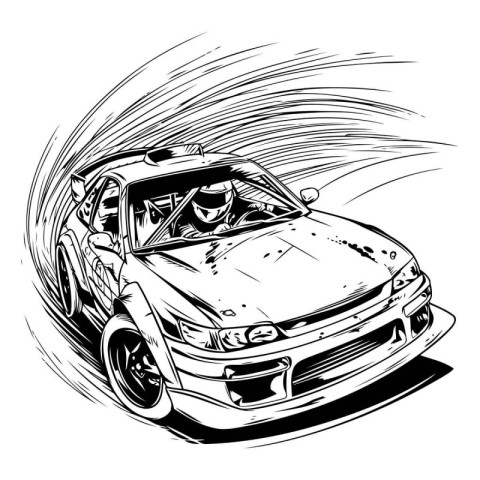 Vector illustration of a sports car on a white background. Drawi