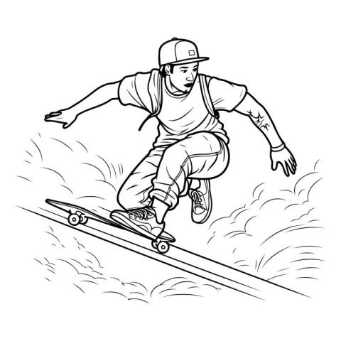 Skateboarder jumping. sketch for your design. Vector illustratio