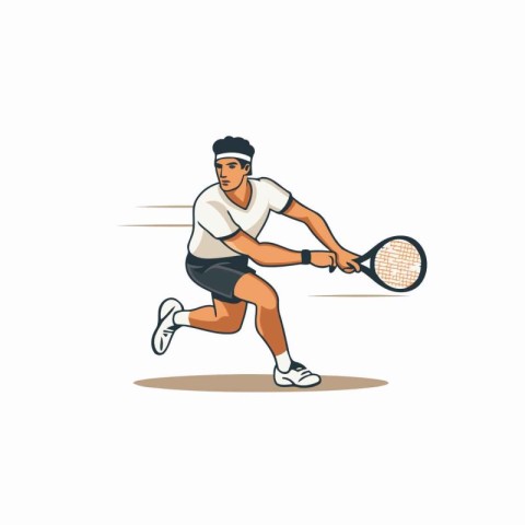 Tennis player with racket and ball vector Illustration on a whit