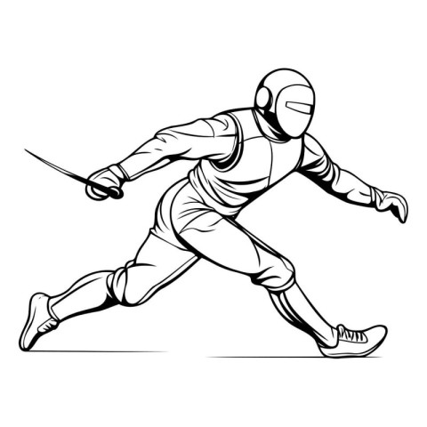 Fencing sport graphic vector. Athlete in fencing suit with sword