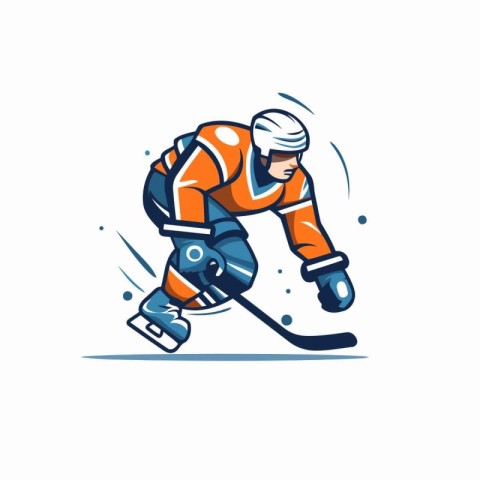 Hockey player vector logo. Ice hockey player vector logo design.