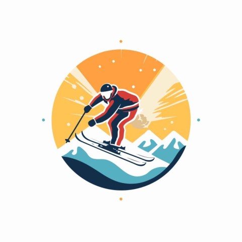 Skiing logo template vector illustration. Skiing logo design.