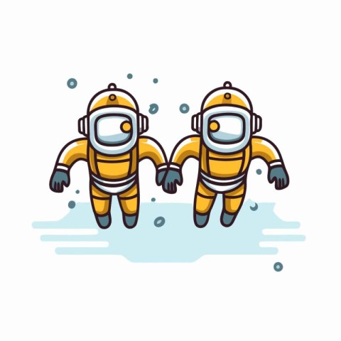 Astronaut and spaceman in spacesuit. Vector illustration.