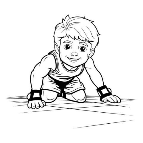 Little boy on a run. sketch for your design. Vector illustration