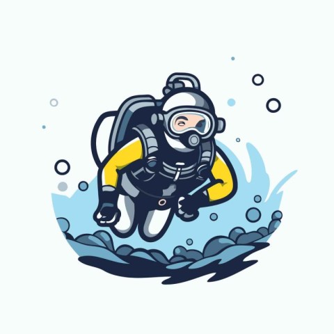 Scuba diver vector illustration. Cartoon scuba diver in the wate