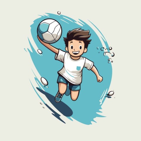 Soccer player jumping with the ball. Vector illustration of a so