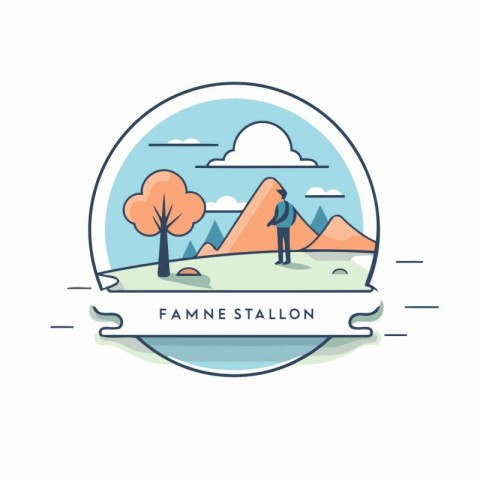 Camping badge in flat style. Vector illustration. Design element