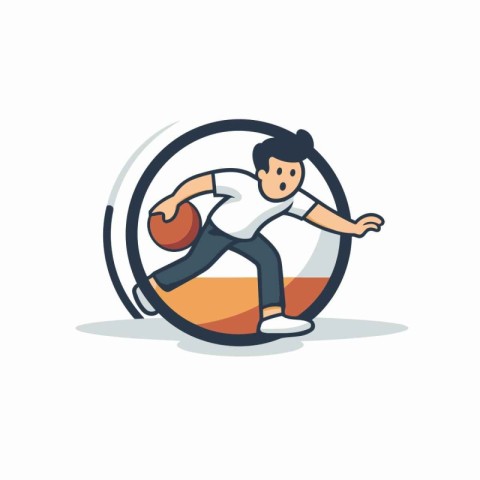 Man playing basketball. Sport and healthy lifestyle concept. Vec