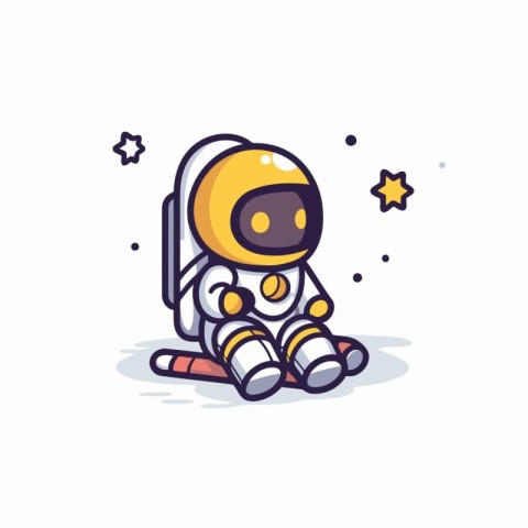 Astronaut cartoon character. Cute vector illustration in flat st