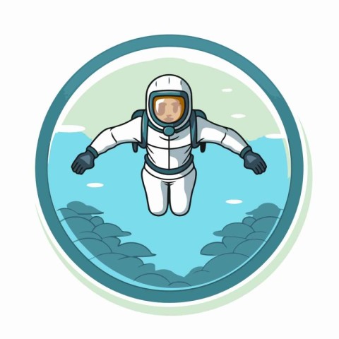 Astronaut flying in the space. Vector illustration in cartoon st