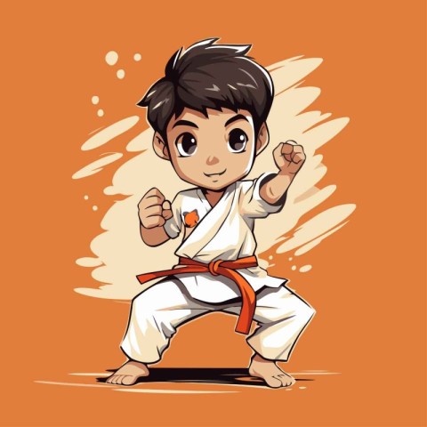 Karate boy cartoon vector illustration. Cartoon karate boy vecto